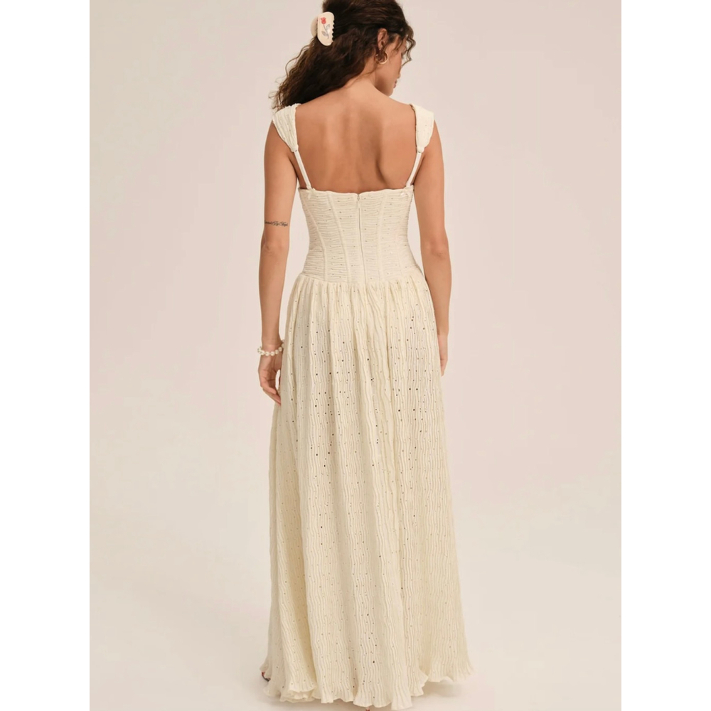 For Love & Lemons Bustier Maxi Dress Eyelet Corset Yellow Maxi S - Picture 3 of 16